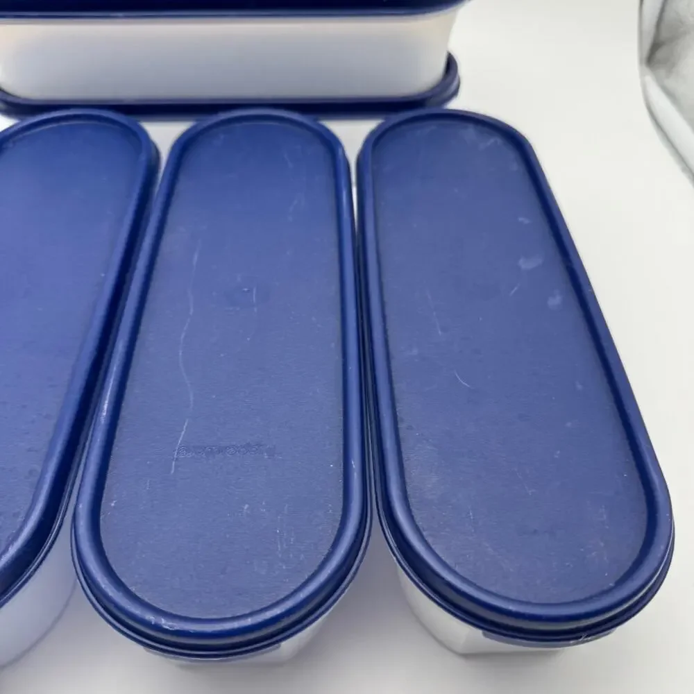 6 Tupperware Modular Mate Oval Container Blue Lid 2399A-3